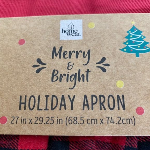 Home Wear HOLIDAY APRON * RED BLACK Flannel CHECK * RED TRUCK Christmas Tree NWT - Picture 4 of 4